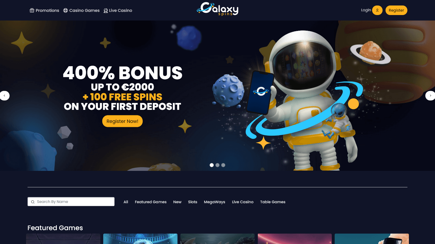 Galaxy Spins Casino Desktop screenshot